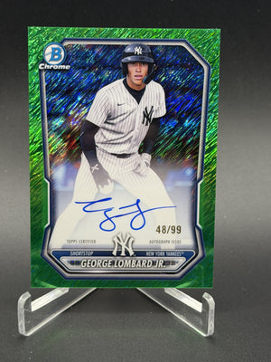 2026 Bowman #CPA-GL George Lombard Jr. Chrome Auto Green Shimmer Refractor /99