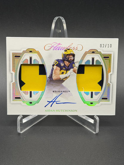 2023 Flawless Collegiate #DPA-AH Aidan Hutchinson Dual Patch Auto Gold #/10