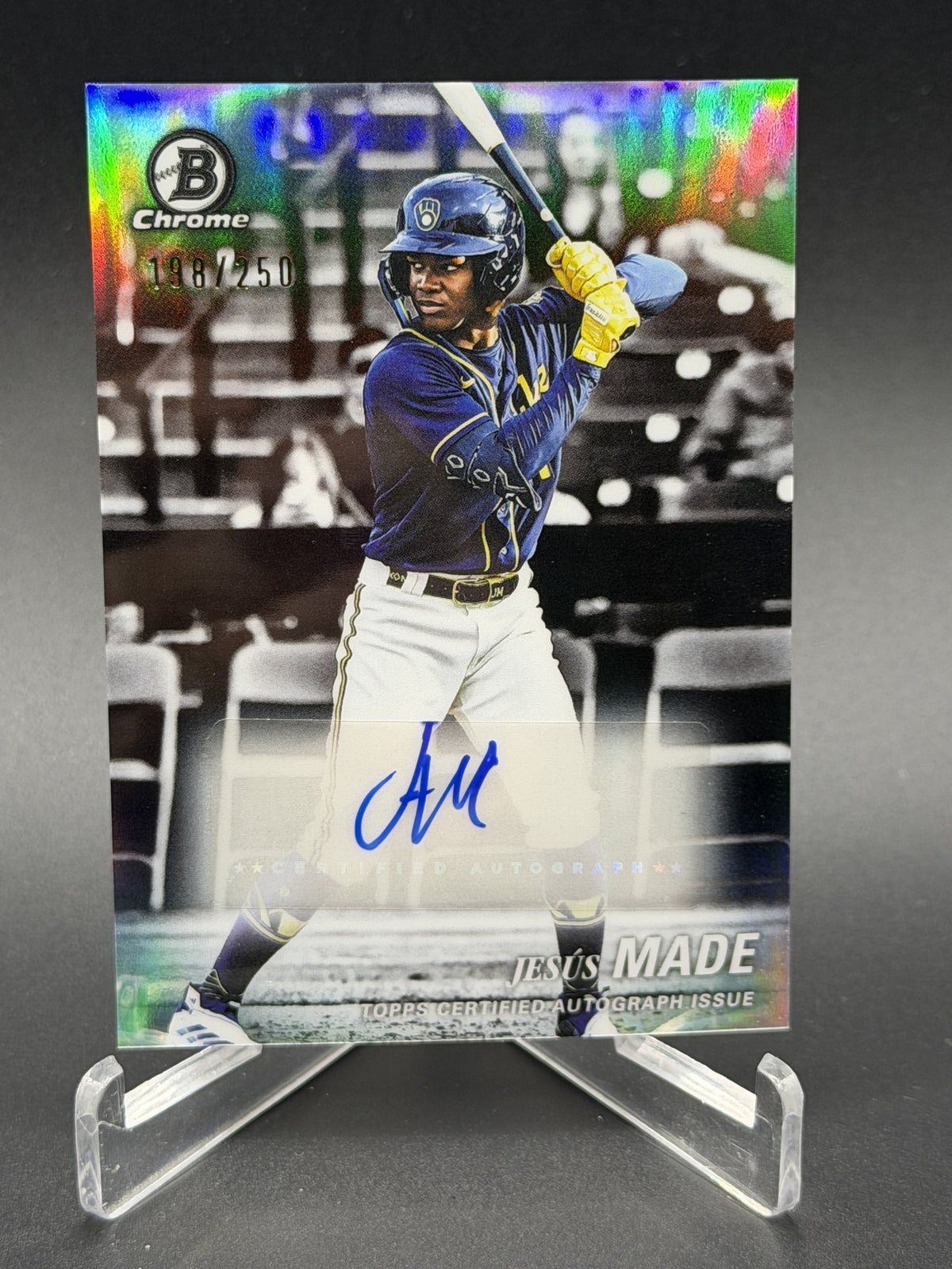 2025 Bowman Draft #AA-JM Jesus Made Achromatic Chrome Autographs #/250