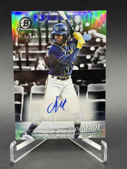 2025 Bowman Draft #AA-JM Jesus Made Achromatic Chrome Autographs #/250