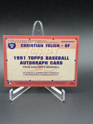 2026 Topps #91A-CY Christian Yelich 1991 35th Anniversary Autographs Orange /25