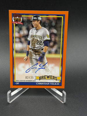 2026 Topps #91A-CY Christian Yelich 1991 35th Anniversary Autographs Orange /25