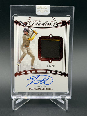 2024 Panini Flawless #FSM-JM Jackson Merrill Rookie Patch Auto Ruby #/20