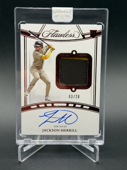 2024 Panini Flawless #FSM-JM Jackson Merrill Rookie Patch Auto Ruby #/20