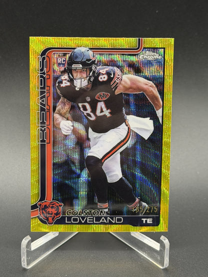 2025 Topps Chrome #345 Colston Loveland Rookie RC Yellow Wave Refractor #/275