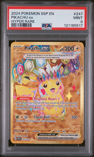 2024 Pokemon Ssp Surging Sparks #247 Pikachu Ex Hyper Rare PSA 9
