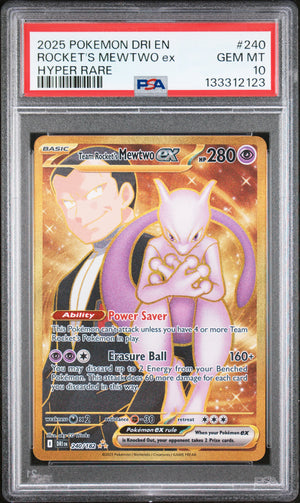 2025 Pokemon Dri Destined Rivals #240 Rocket'S Mewtwo Ex Hyper Rare PSA 10