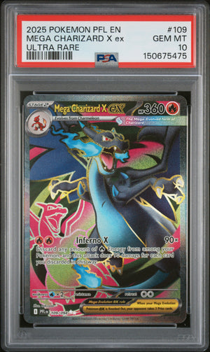 2025 Pokemon Pfl Phantasmal Flames #109 Mega Charizard X Ex Ultra Rare PSA 10