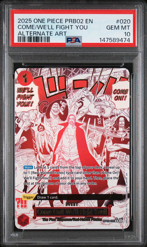 One Piece PRB02 #OP09-020 Come On!! We'll Fight You!! (Alternate Art) PSA 10