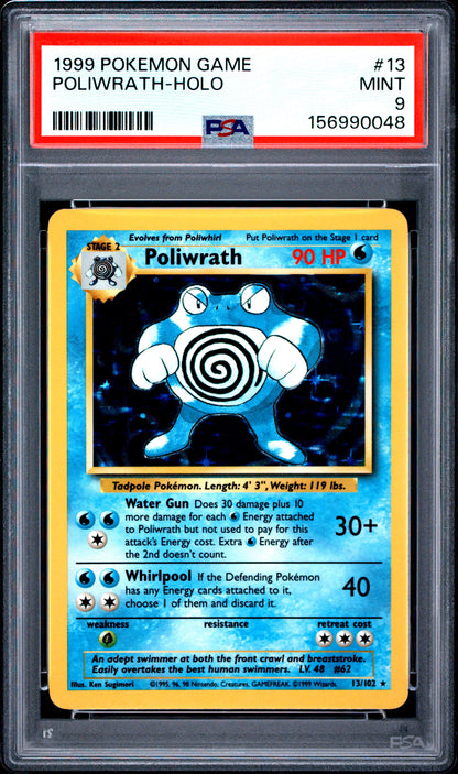1999 Pokemon Base Set 13/102 Poliwrath Holo PSA 9