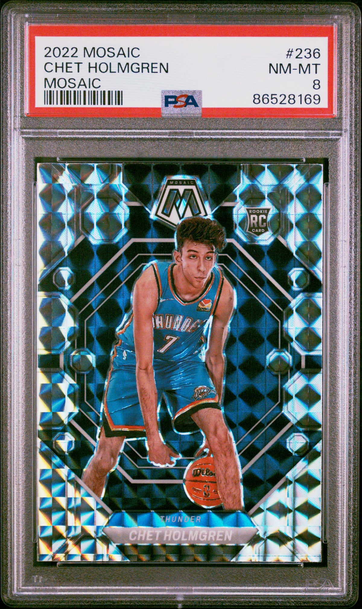 2022-23 Panini Mosaic #236 Chet Holmgren Rookie RC Mosaic PSA 8