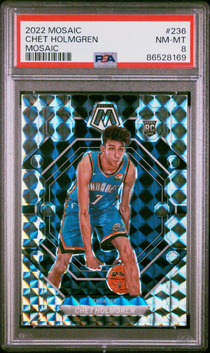 2022-23 Panini Mosaic #236 Chet Holmgren Rookie RC Mosaic PSA 8