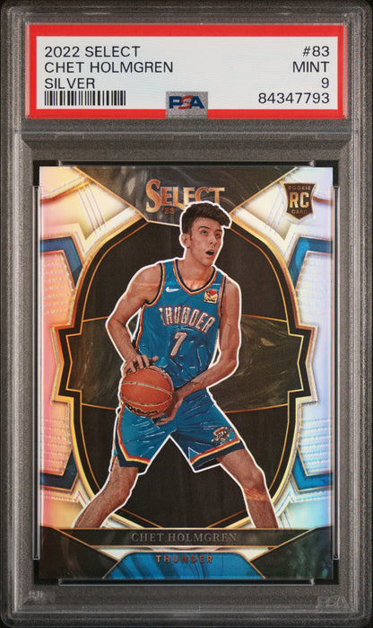 2022-23 Panini Select #83 Chet Holmgren Rookie RC Silver Prizm PSA 9