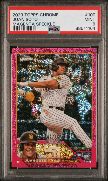 2023 Topps Chrome #100 Juan Soto Magenta Speckle Refractor #/350 PSA 9