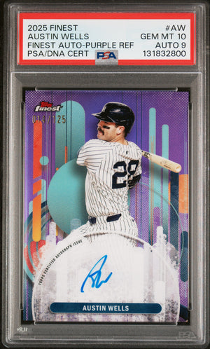 2025 Finest #FA-AW Austin Wells Finest Autographs Purple Refractor #/125 PSA 10