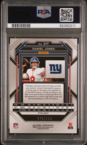 2022 Panini Prizm #217 Daniel Jones Red Wave #/149 PSA 8