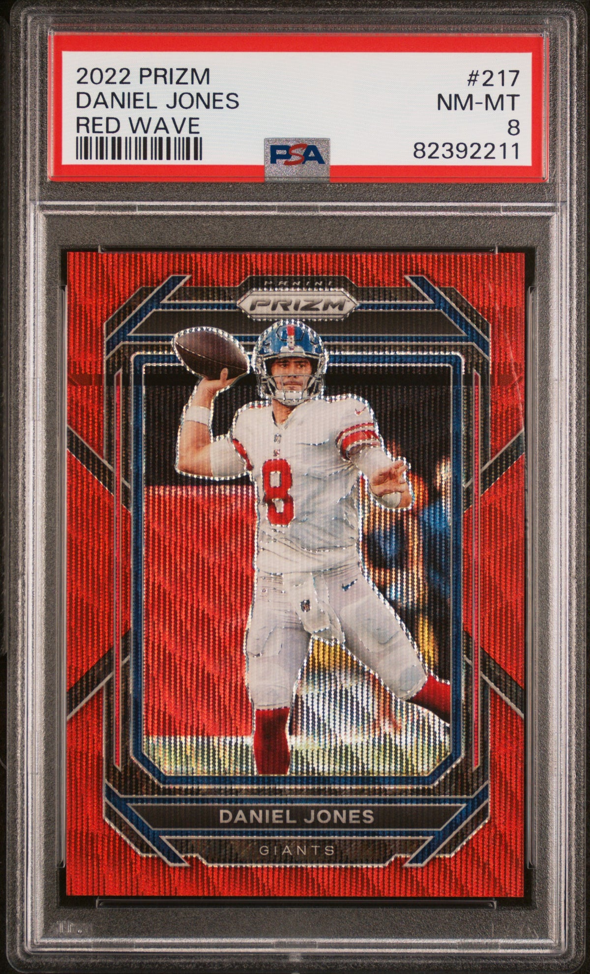 2022 Panini Prizm #217 Daniel Jones Red Wave #/149 PSA 8