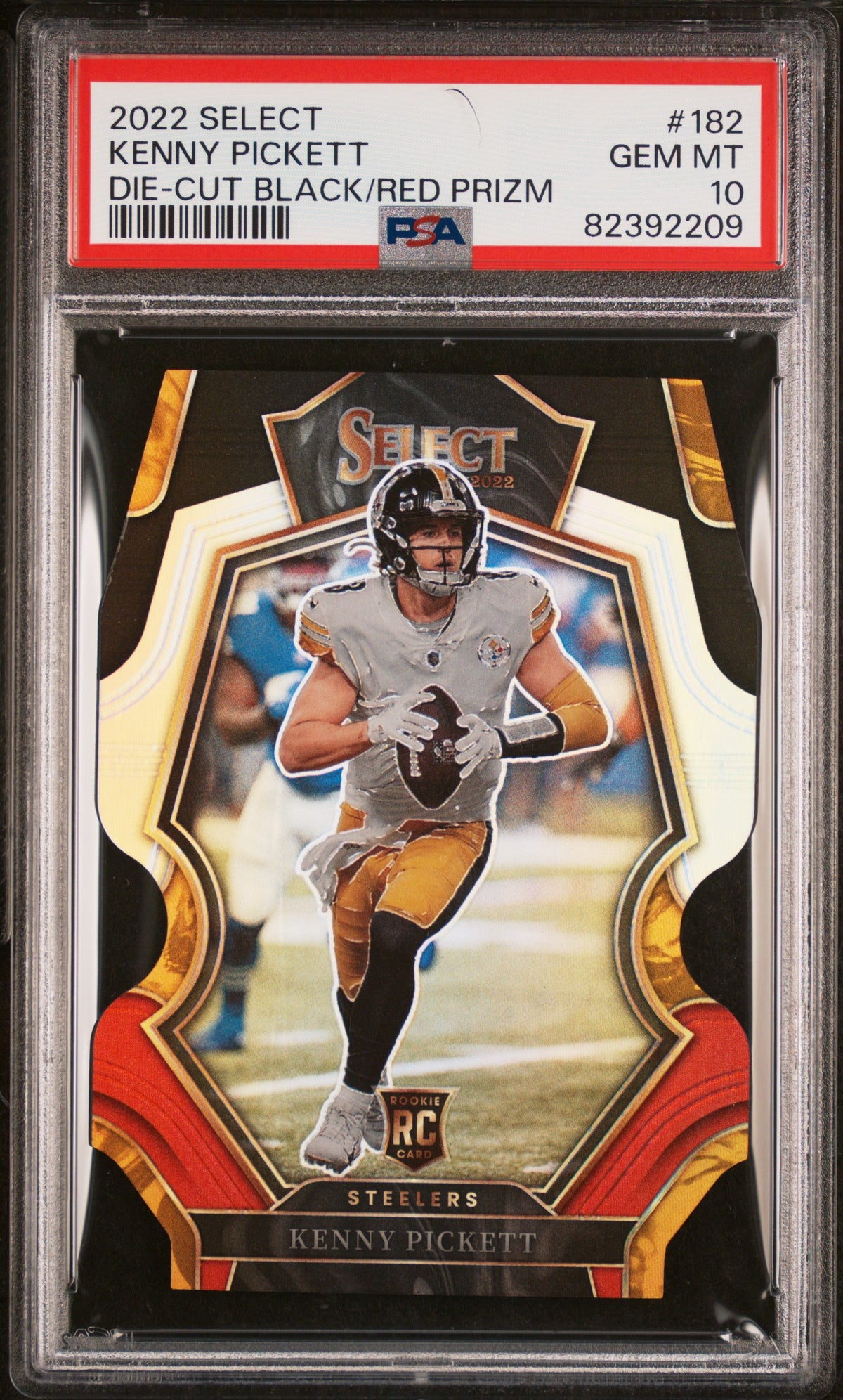 2022 Panini Select #182 Kenny Pickett Rookie Black and Red Prizm Die Cut PSA 10