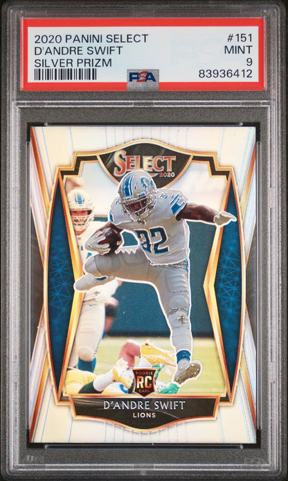 2020 Panini Select #151 D'Andre Swift Rookie RC Silver Prizm PSA 9