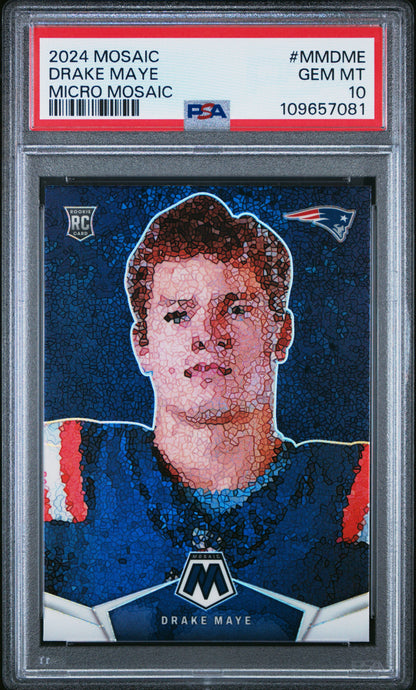 2024 Panini Mosaic #MM-DME Drake Maye Rookie RC Micro Mosaic PSA 10 KM1