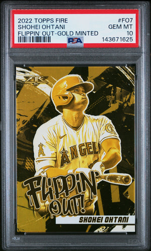 2022 Topps Fire #FO-7 Shohei Ohtani Flippin' Out Gold Minted PSA 10