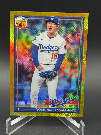2026 Topps Chrome Logofractor Yoshinobu Yamamoto 1991 35th Anniversary Gold /50
