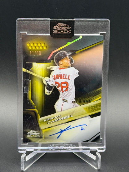 2026 Topps Chrome Black #CBA-KCA Kristian Campbell Auto Gold Refractor #/50