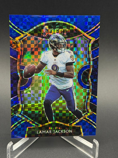 2020 Panini Select #3 Lamar Jackson Blue Prizm #/175