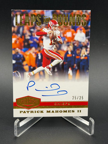 2019 Panini Plates & Patches Patrick Mahomes Leaps and Bounds Auto /25 KM1
