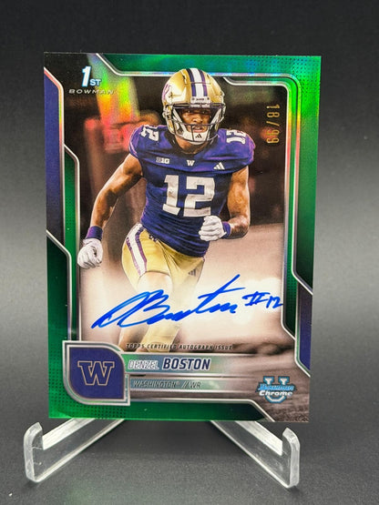 2025 Bowman University Chrome #BCA-DB Denzel Boston 1st Auto Green Refractor /99
