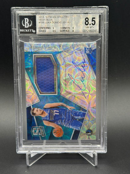 2018-19 Panini Spectra #108 Luka Doncic Rookie RC Neon Blue #/99 BGS 8.5 KM1