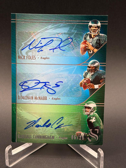 2025 Panini Silhouette Cunningham / Nick Foles / Donovan McNabb Triple Auto /25