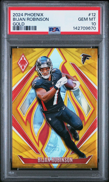 2024 Panini Phoenix #12 Bijan Robinson Rookie RC Gold PSA 10 #/10