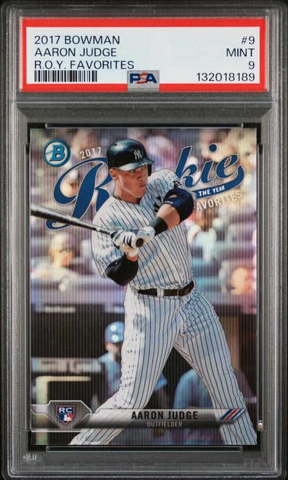 2017 Bowman #ROYF-9 Aaron Judge Rookie of the Year Favorites Refractor PSA 9