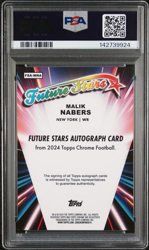 2024 Topps Chrome Malik Nabers Future Stars RC Auto Green Refractor /99 PSA 9