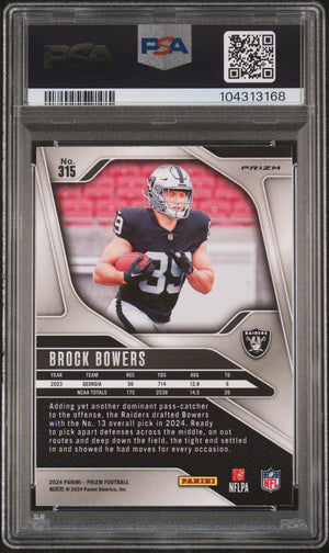 2024 Panini Prizm #315 Brock Bowers Rookie RC Silver PSA 10