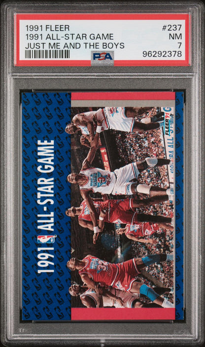 1991-92 Fleer #237 1991 All-Star Game Just Me and the Boys PSA 7