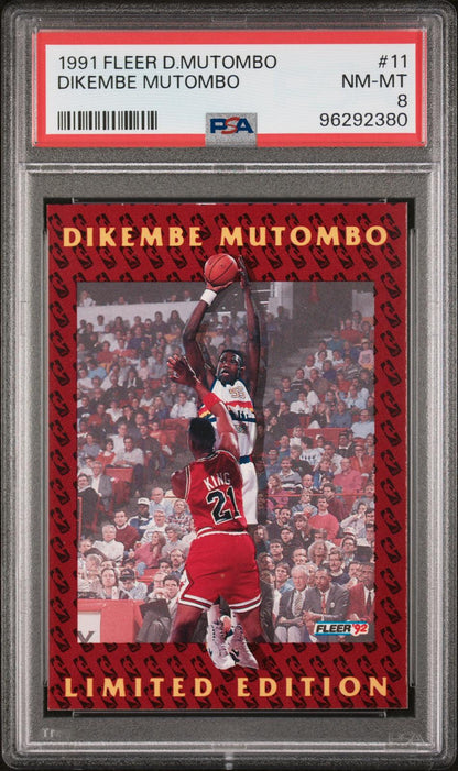 1991-92 Fleer #11 Dikembe Mutombo Rookie RC Limited Edition PSA 8