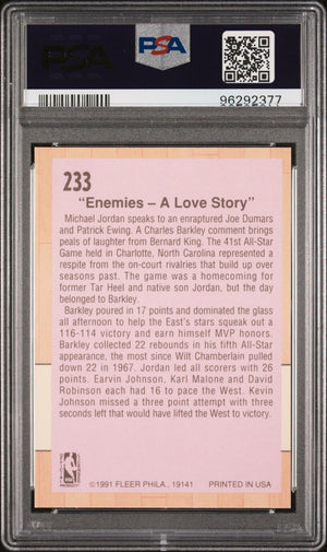 1991 Fleer #233 1991 All-Star Game Enemies - A Love Story Michael Jordan PSA 8