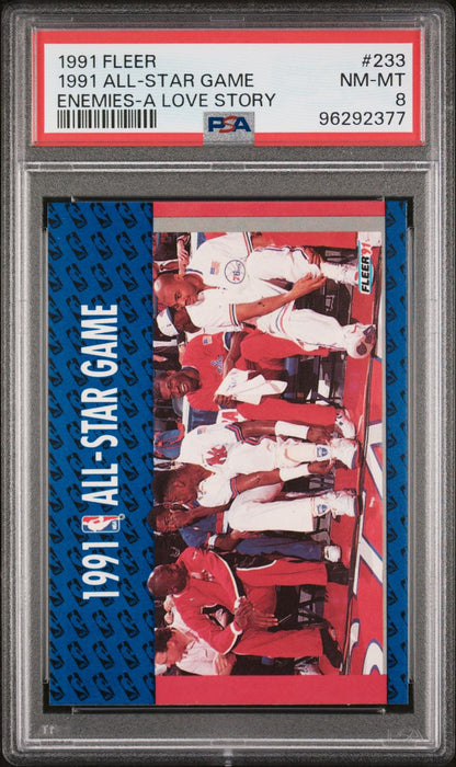 1991 Fleer #233 1991 All-Star Game Enemies - A Love Story Michael Jordan PSA 8