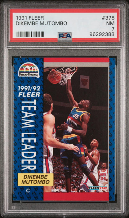 1991-92 Fleer #378 Dikembe Mutombo Rookie RC PSA 7