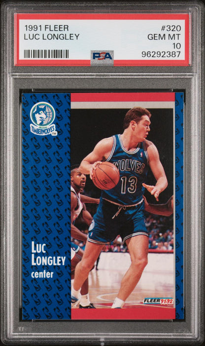1991-92 Fleer #320 Luc Longley Rookie RC PSA 10