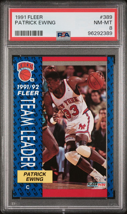1991-92 Fleer #389 Patrick Ewing PSA 8