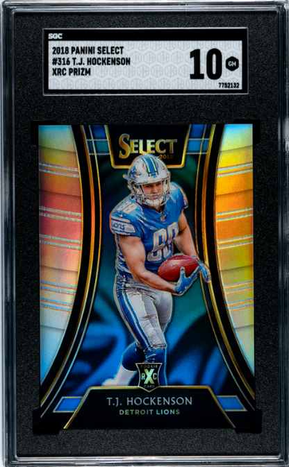 2018 Panini Select #316 T.J. Hockenson 2019 XRC Rookie Prizm SGC 10