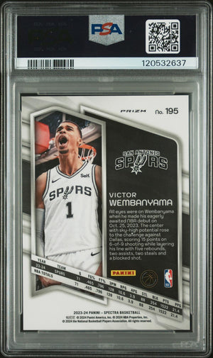 2023-24 Panini Spectra #195 Victor Wembanyama Rookie RC International Red PSA 10