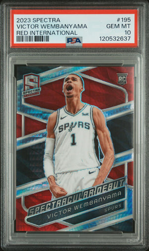 2023-24 Panini Spectra #195 Victor Wembanyama Rookie RC International Red PSA 10