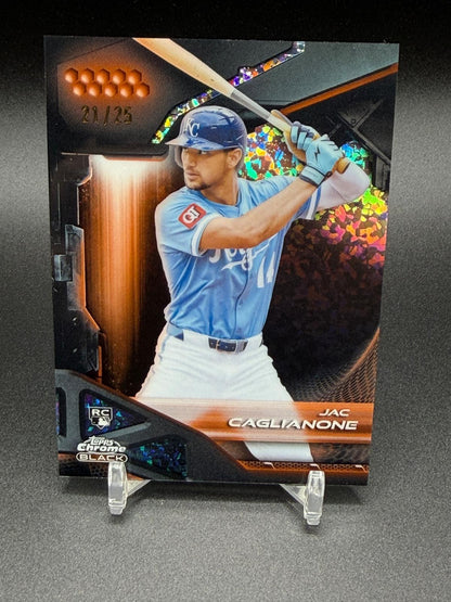 2026 Topps Chrome Black #13 Jac Caglianone RC Orange Mini-Diamond Refractor #/25
