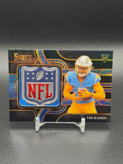2025 Panini Select #JRSW-THS Tre Harris Jumbo Rookie Black Prizm NFL Shield 1/1
