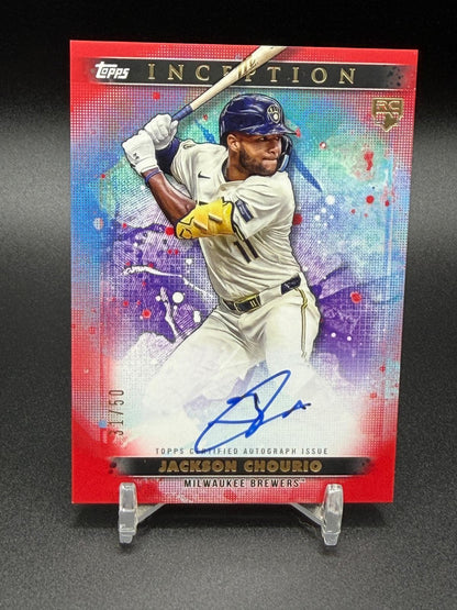 2024 Topps Inception #BRES-JCH Jackson Chourio Rookie Emerging Star Auto Red /50