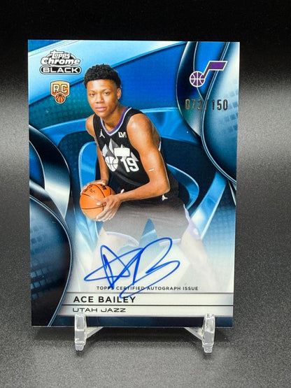 2025-26 Topps Chrome Black #RA-AB Ace Bailey Rookie Auto Blue Refractor #/150
